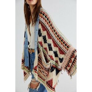 Free People Colorful Knit Poncho